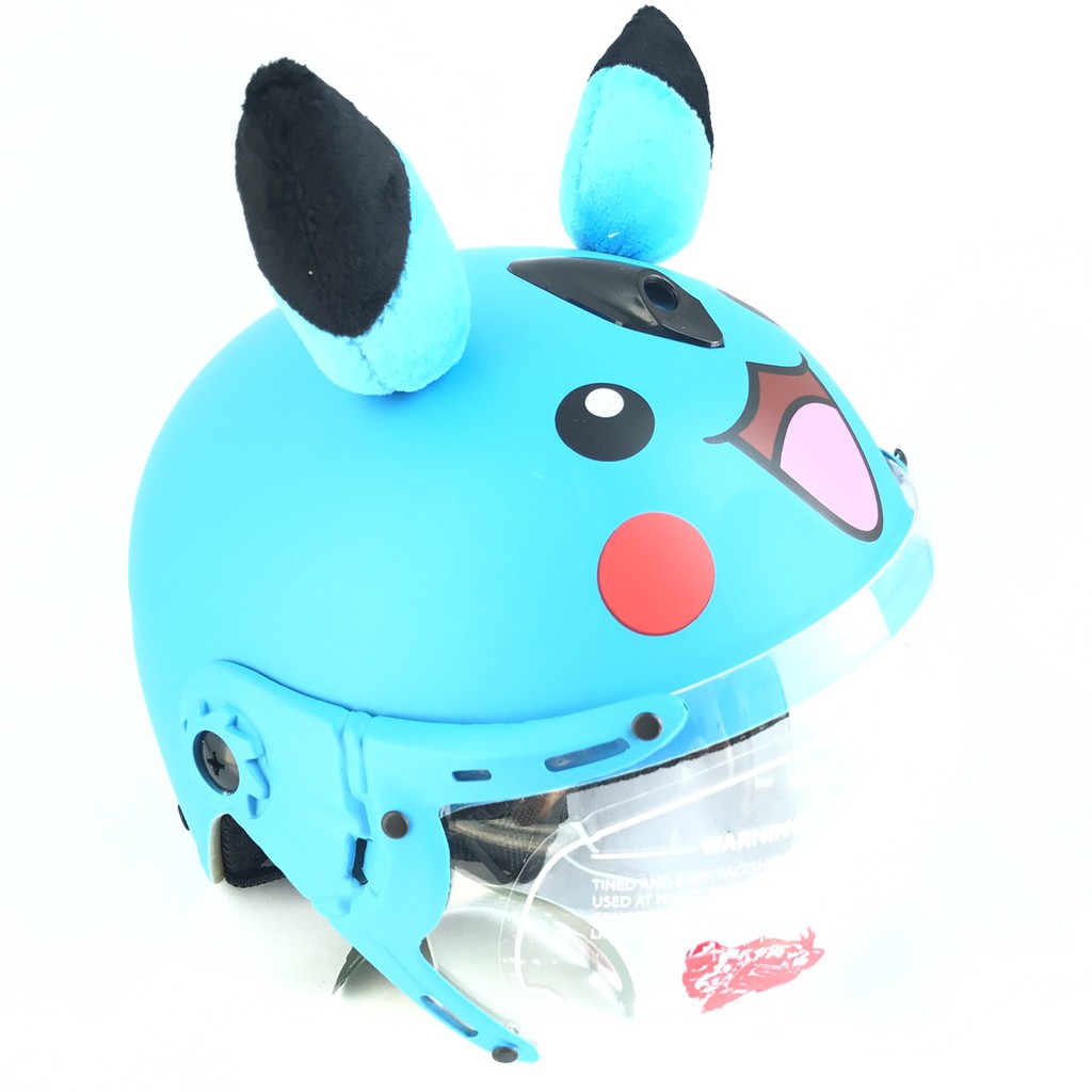 Mũ bảo hiểm trẻ em có kính V&amp;S Helmet hình Pikachu xanh dương