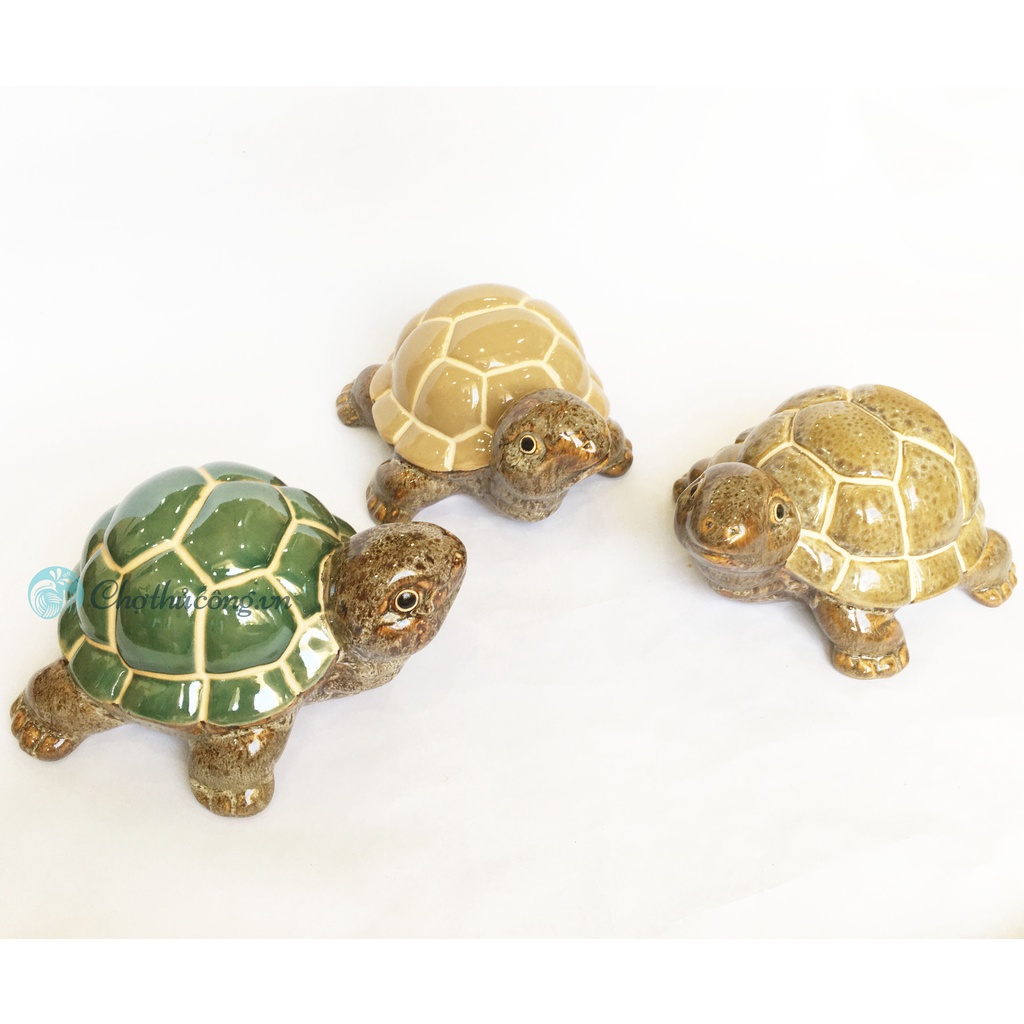 Tượng rùa gốm sứ tráng men size lớn - Tượng trang trí, decor sân vườn