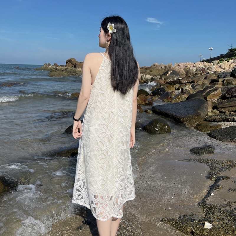 Đầm Váy Trắng Maxi Dây Hai Lớp Cao Cấp free size mẹ bầu big size