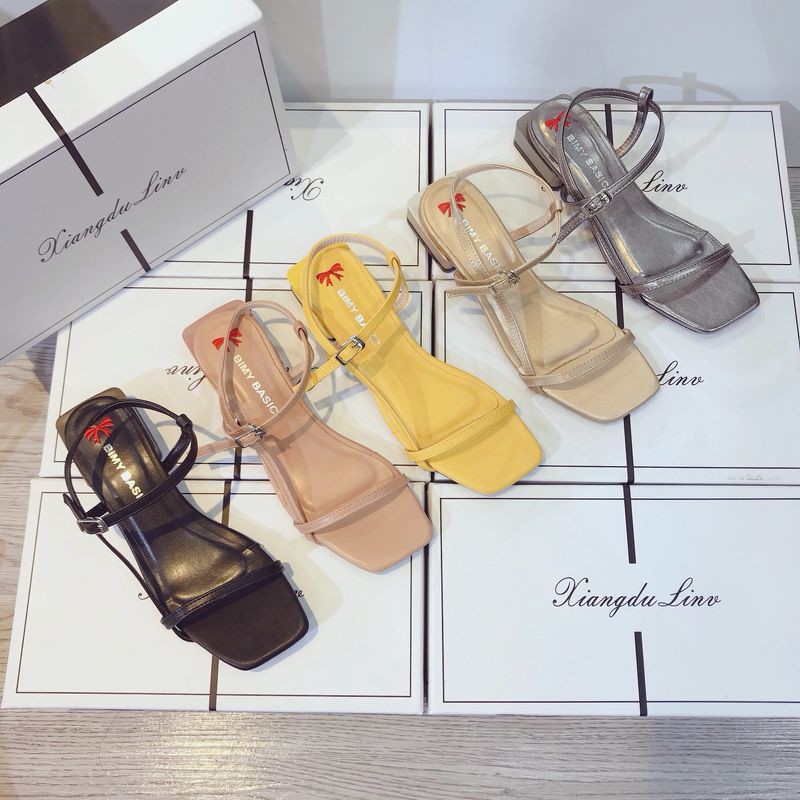 Sandal dây mảnh gót vuông 3 phân