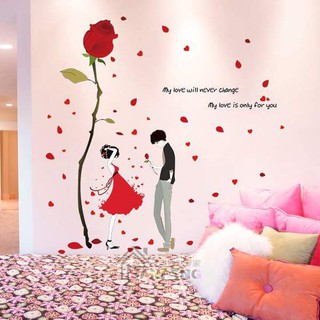 Decal dán tường tỏ tình dưới hoa hồng