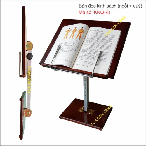 Bàn Đọc Kinh Sách - Có thể điều chỉnh độ cao, mặt bàn trơn không in và có cây kim loại giữ trang sách