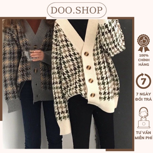 Áo cardigan len thổ cẩm Cardigan nữ thiết kế phối cúc bản to hàng Quảng Châu Cao Cấp Kiều One Shop