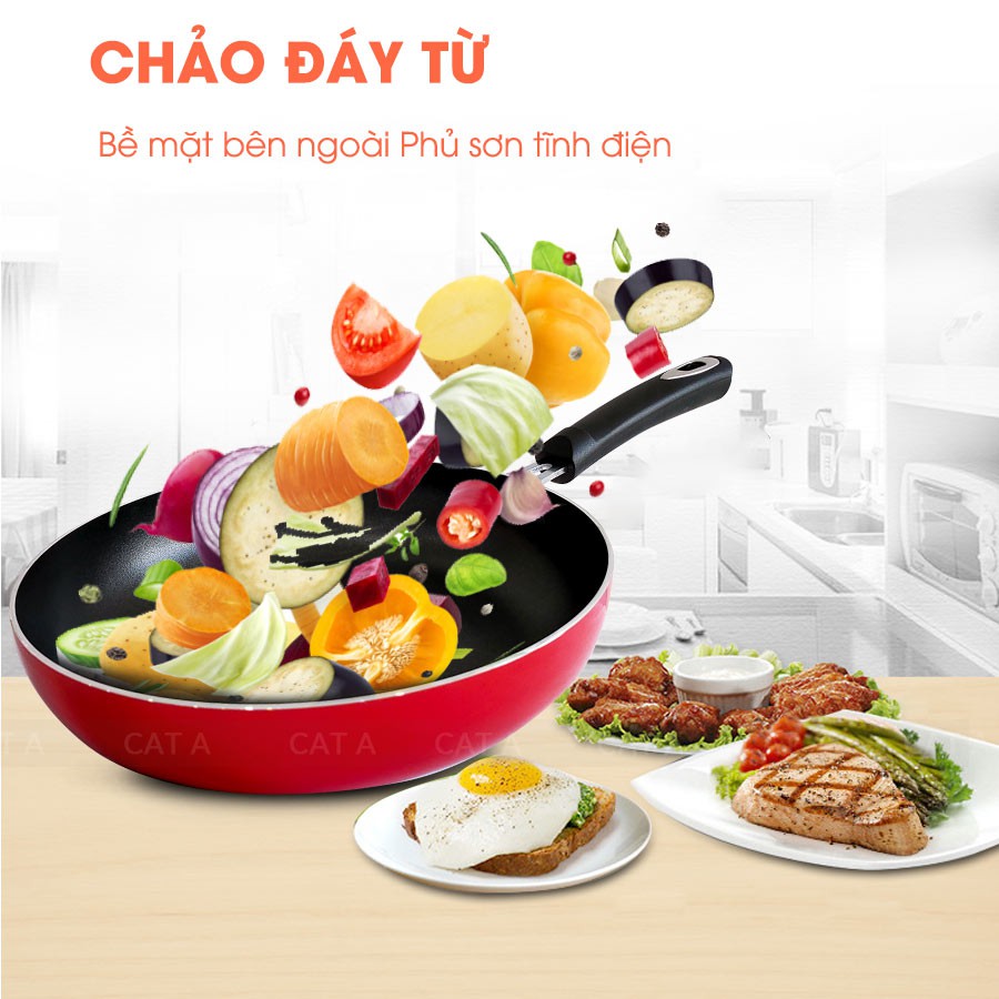 Chảo Chống Dính Bếp Từ TFF 526 ❤️RẺ VÔ ĐỊCH❤️ Chất Liệu Hợp Kim Nhôm Kèm Vung Đậy