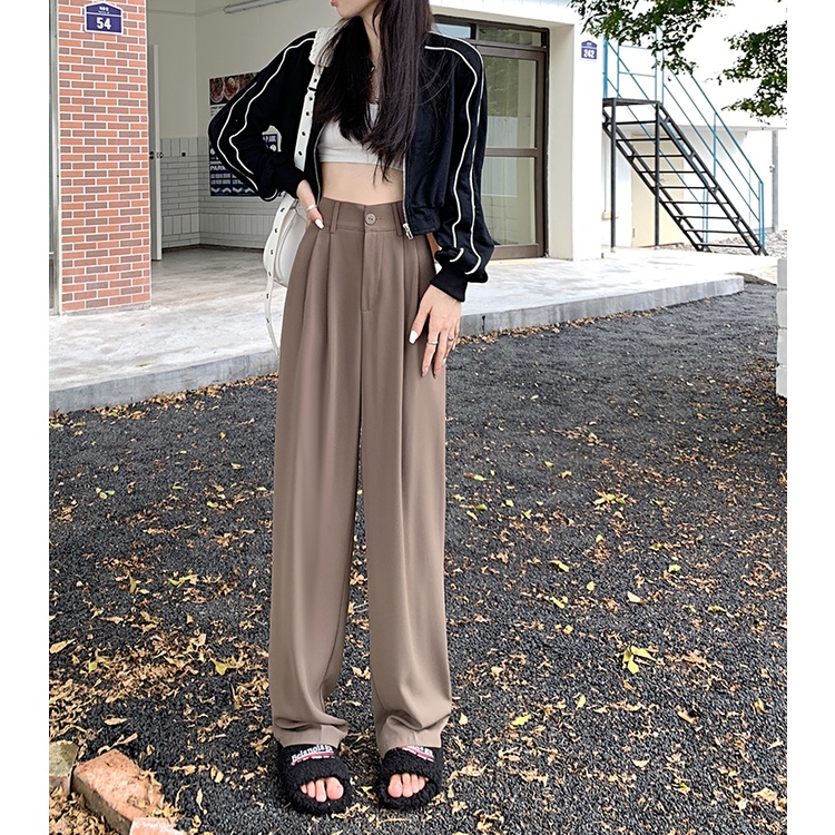 Quần ống rộng Lưng Cao Phong Cách Hàn Quốc Dành Cho Nữ