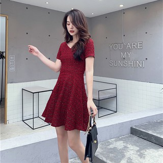 (ORDER) VÁY NHŨ BLING BLING ĐỎ ĐUN( ẢNH THẬT LÀ 3 ẢNH CUỐI )