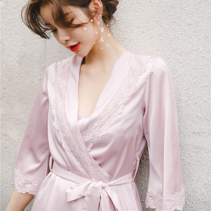 Pijama Lụa Cao Cấp (Áo choàng + Áo 2 dây ) X10 | BigBuy360 - bigbuy360.vn