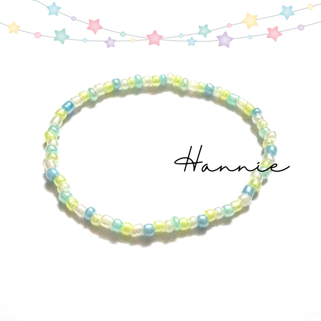 Set vòng cổ - vòng tay - nhẫn hạt cườm nhựa handmade đeo tay nữ (Xanh lá/Xanh dương/Tím/Cam/Hồng/Mix)