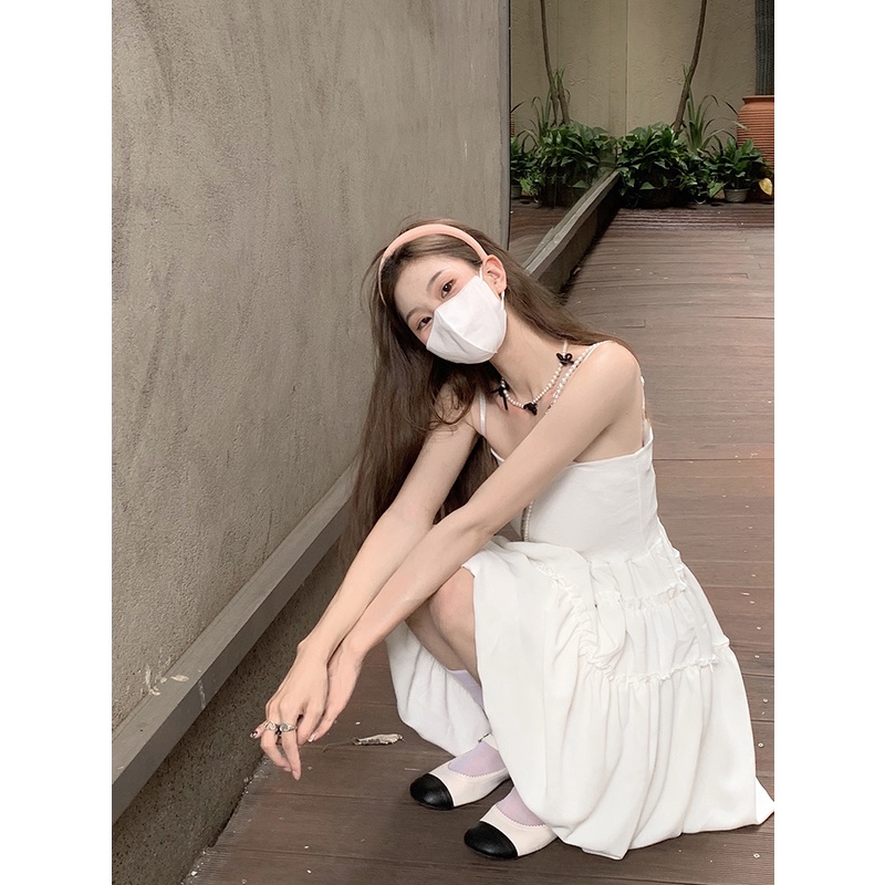 Đầm chữ A Xiaozhainv hai dây thời trang đường phố quyến rũ cho nữ