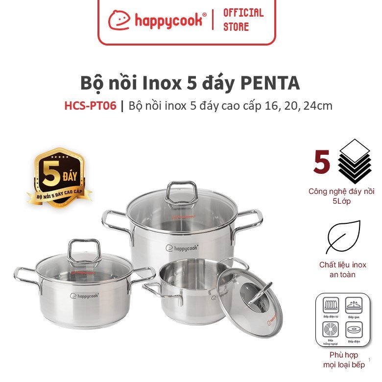 Bộ nồi Inox 5 đáy Penta HAPPYCOOK, HCS-PT06