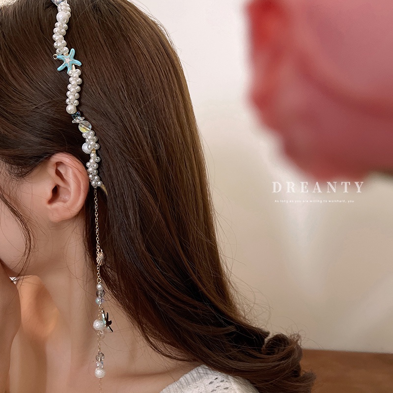 Cài Tóc Đính Hạt Ngọc Trai / Vỏ Sò / Sao Biển Kiểu Dáng Ngọt Ngào Xinh Xắn Cho Nữ