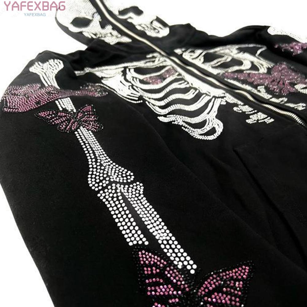 Women Zip-up Y2K Harajuku Oversized Skeleton HoodieWith Zipper Hood Sweatshirt 2022 hot salneew