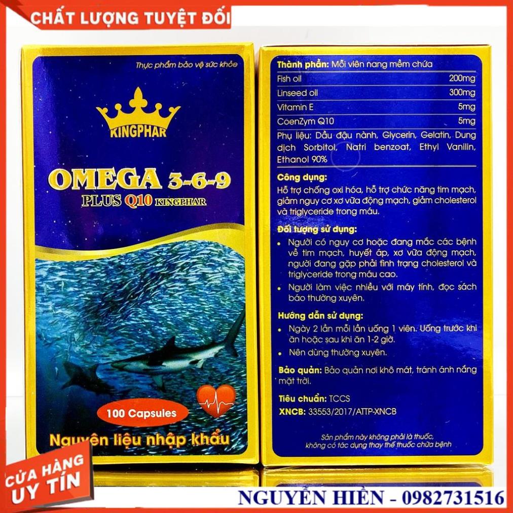 Omega 3-6-9 Plus Q10 Kingphar - Hỗ Trợ Chống Oxy Hoá, Hỗ Trợ Tim Mạch - Hộp 100 Viên