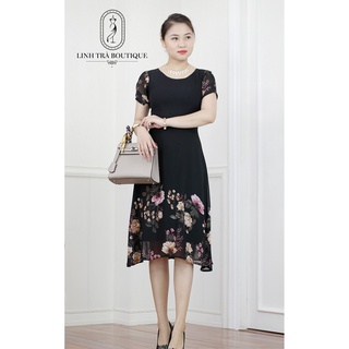 Đầm suông trung niên linh trà tm134 vải voan cao cấp cho mẹ