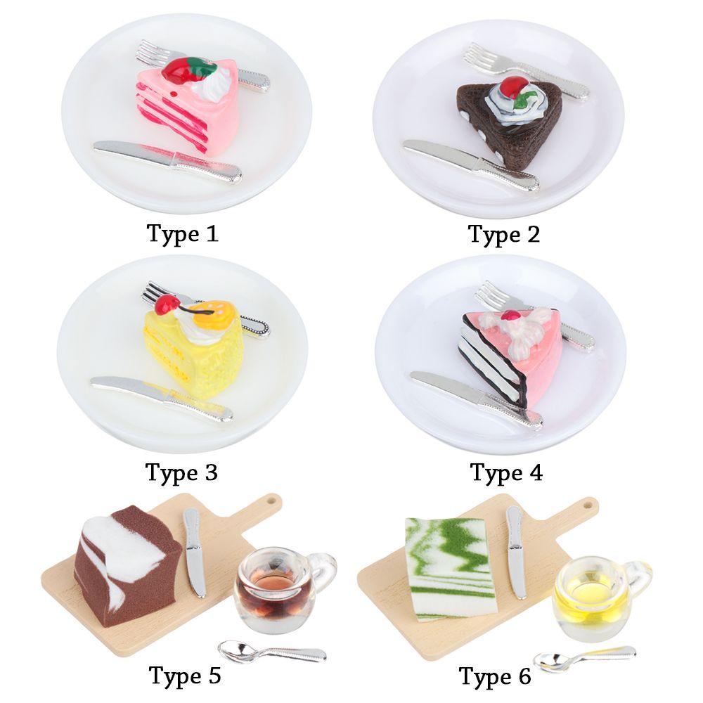 1 Bộ Mô Hình Bánh Kem Có Khay Trà Chiều Thu Nhỏ Dành Cho Nhà Búp Bê