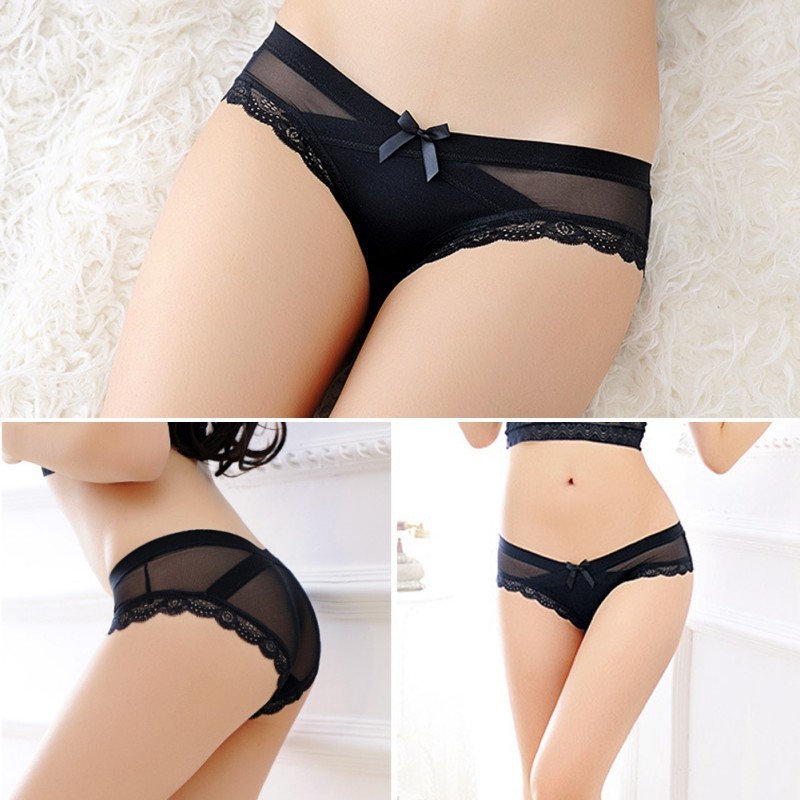 Quần lót ren hoa phối nơ thiết kế quyến rũ cho phái nữ