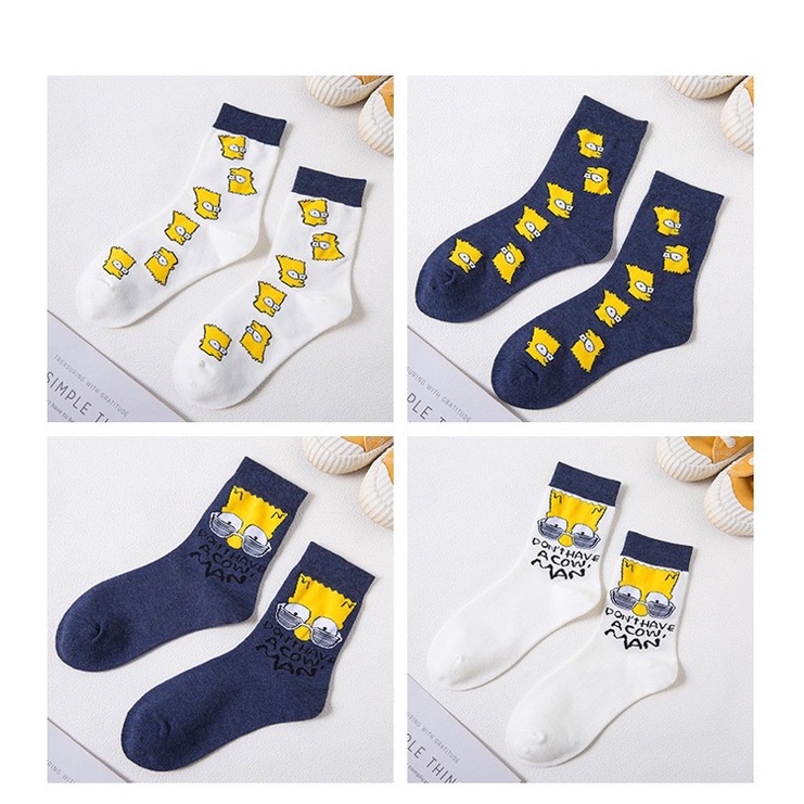 Tất cổ cao nam nữ vớ simpson cao cotton kháng khuẩn thời trang hàn quốc giá rẻ MRSOCKS VC036