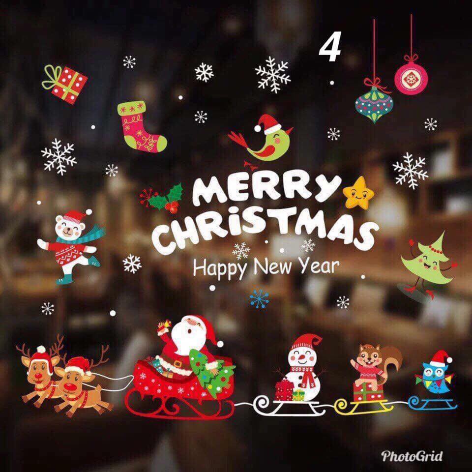 Decal trang trí giáng sinh dán cửa kính hình cây thông ông già noel (anthudogidung) | BigBuy360 - bigbuy360.vn