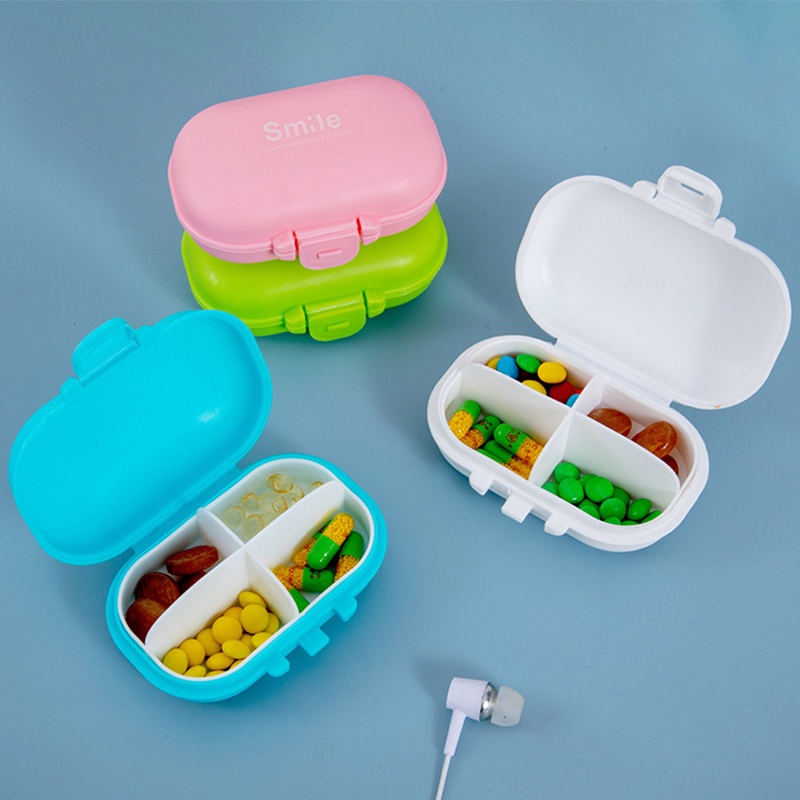 1 Hộp Nhựa Đựng Thuốc 4 Ngăn Hình Bánh Macaron Chống Thấm Nước