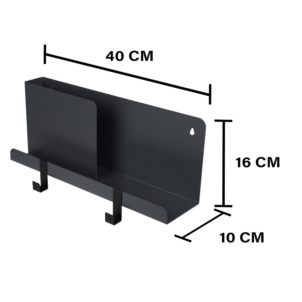HomeBase STACKO kệ sắt treo tường 2 móc treo Thái Lan W40xD10xH16CM Xám