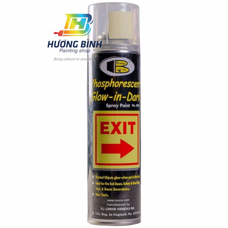 Sơn xịt Bosny Phosphorescent - sơn xịt dạ quang trong tối (200cc)