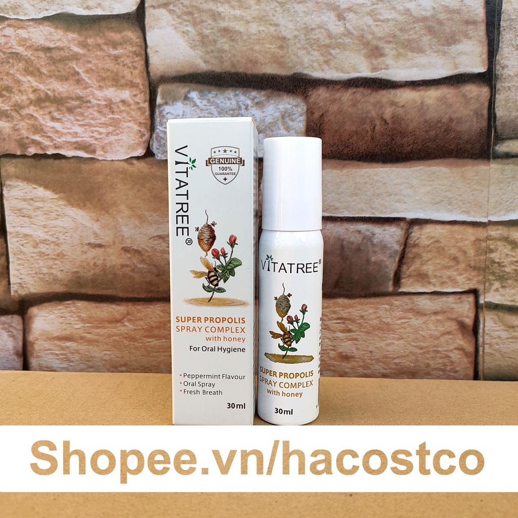 Xịt Keo Ong Vitatree Super Propolis Spray Complex with Honey 30ml Giảm Đau Họng Của Úc hong1008