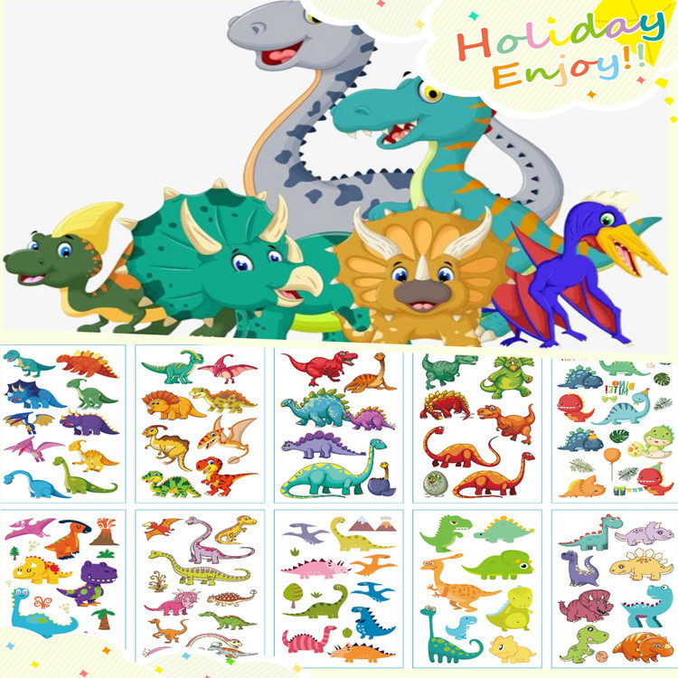 Hình xăm dán tạm thời chống thấm nước hình khủng long đáng yêu cho trẻ em