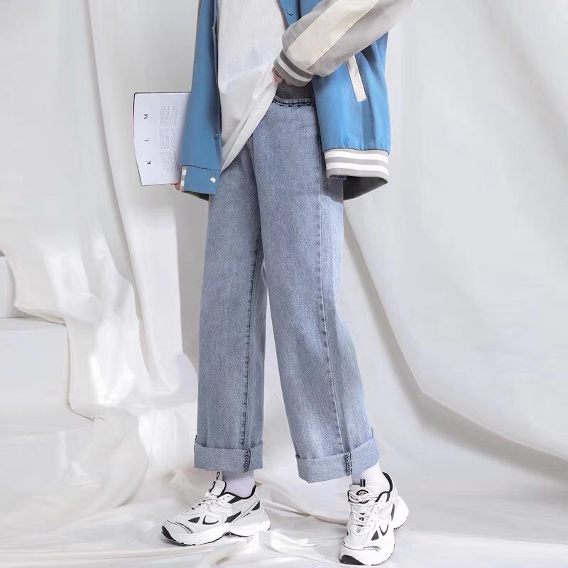 Quần Jean Nữ Ống Rộng GÀI EO Ulzzang Unisex GE-N01 ảnh thật shop tự chụp LOVE WEAR