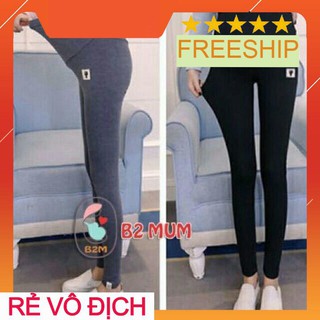Quần BẦU legging có đáp chất cotton len