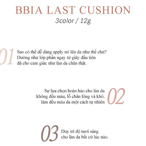 Phấn nước Bbia Last Cushion (3 tông màu) 12g - Bbia Official Store | BigBuy360 - bigbuy360.vn