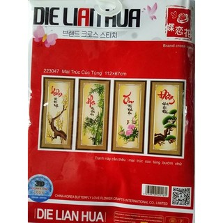 Tranh thêu chữ thập tứ quý 223047-112x67cm