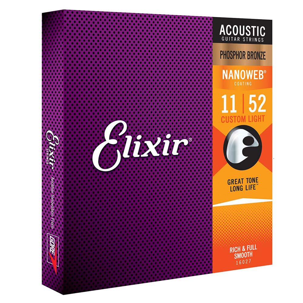 Bộ 6 Dây Đàn Guitar Acoustic ELIXIR 10-16002, ELIXIR 11-16027, ELIXIR 12-16052 Chính Hãng,Tiêu Chuẩn Mỹ, Độ Bền Cao