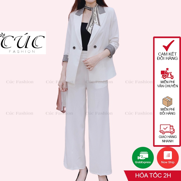 Áo khoác blazer nữ công sở cao cấp Cúc Fashion AV46 áo vest cổ phối rích rắc