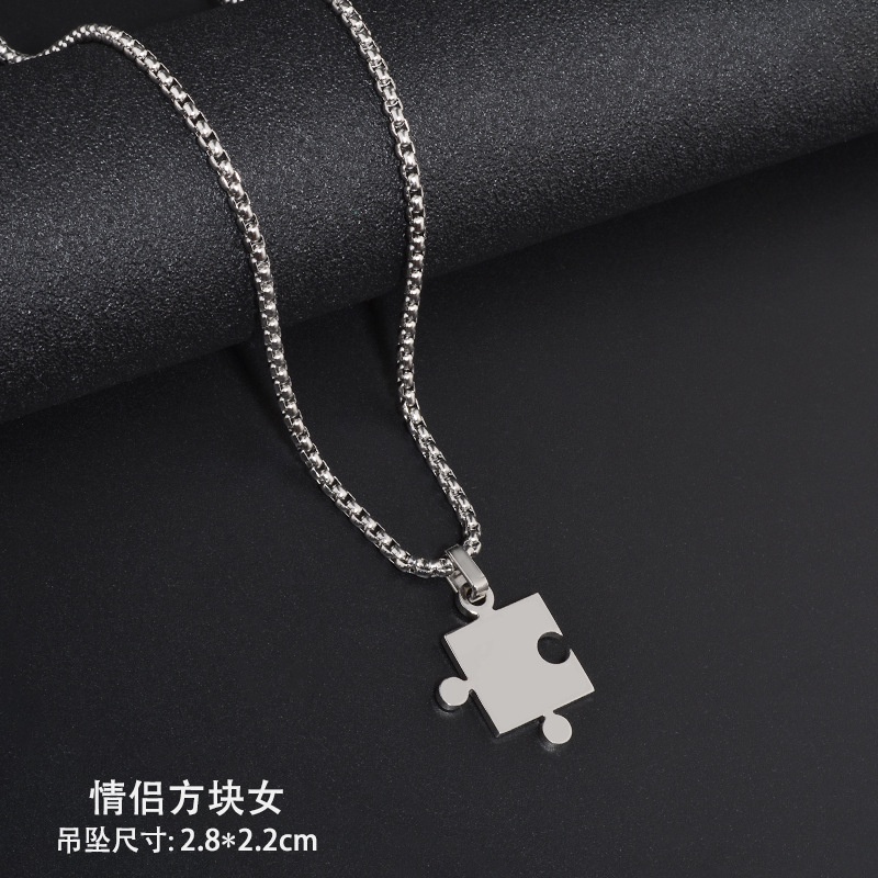 Dây Chuyền Mặt Hình Mảnh Ghép 2 Trong 1 Độc Đáo Phong Cách Hip Hop F736