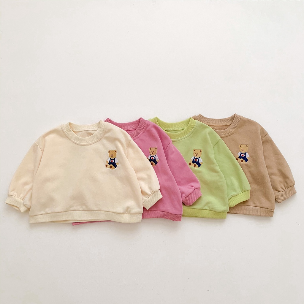 Bộ Áo Sweater Tay Dài + Quần Dài Dày Dặn In Hoạt Hình Dễ Thương Thời Trang Thu Đông Cho Bé Sơ Sinh