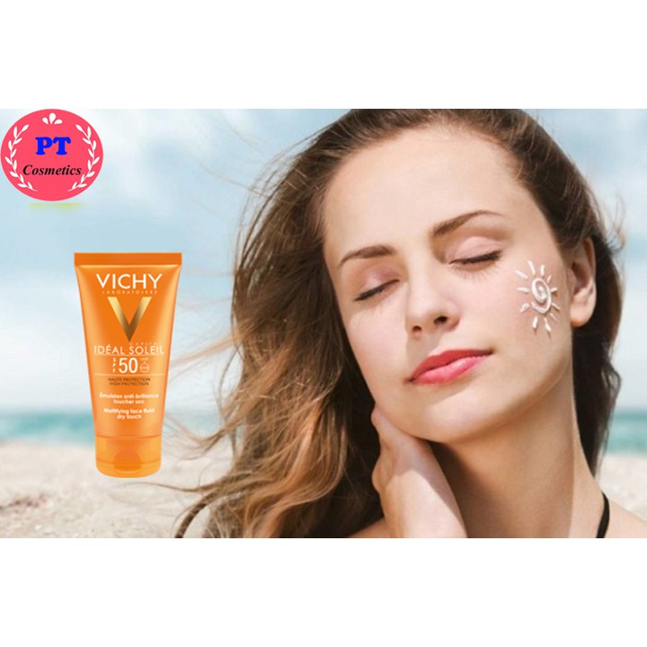 Kem Chống Nắng Vichy Ideal Soleil Mattifying Dry Touch Face Fluid SPF 50 Dành Cho Da Hỗn Hợp, Da Dầu 50ml