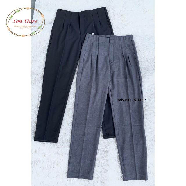Quần baggy công sở cạp liền 2 cúc xếp ly đùi | BigBuy360 - bigbuy360.vn