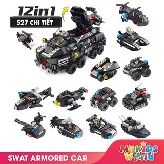 Bộ lắp ghép 12 in 1 mô hình SWAT Armored Car, bộ ghép hình cho trẻ phát triển tính sáng tạo