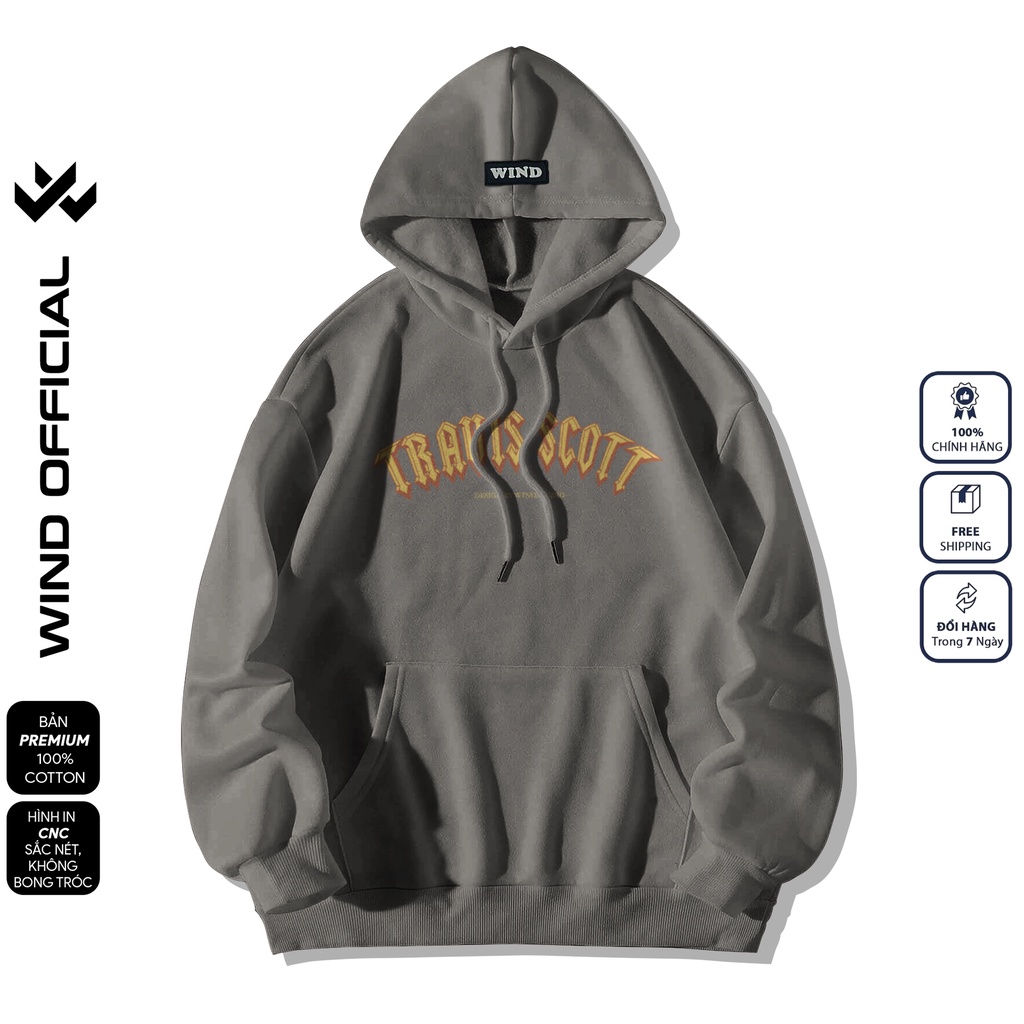 Áo hoodie unisex form rộng WIND TRAVIS bản Premium nỉ ngoại nam nữ oversize