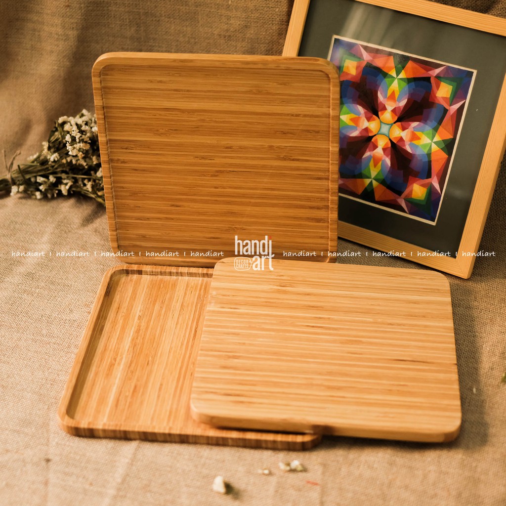 Khay gỗ tre hình vuông - Khay gỗ tre đựng thức ăn- bamboo wooden tray