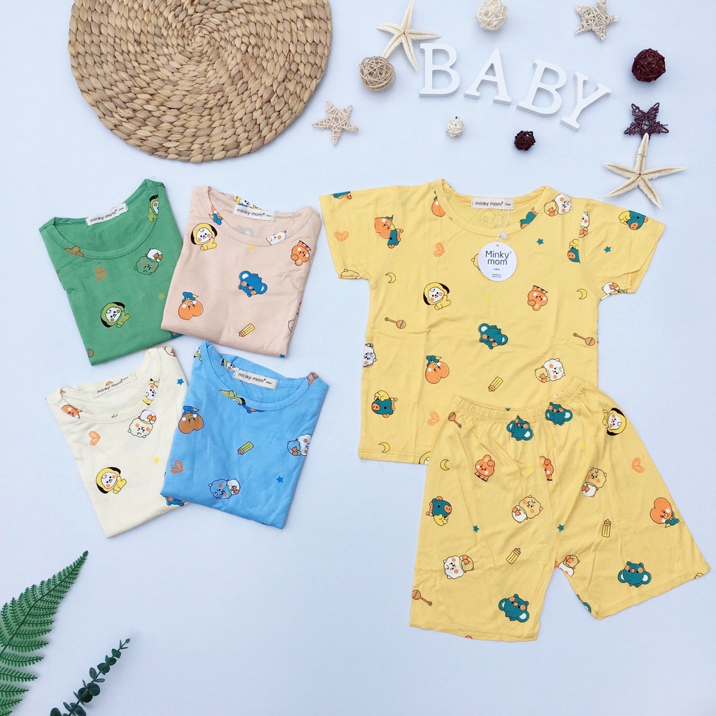 Bộ ngắn tay thun lạnh size đại Minky Mom cho bé trai bé gái từ 19-32kg