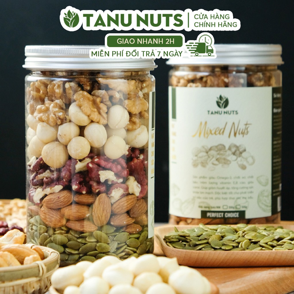 Hạt mix 5 loại TANU NUTS - 500gr Mixnuts tổng hợp (macca,óc chó vàng, óc chó đỏ, hạnh nhân, bí xanh) | BigBuy360 - bigbuy360.vn