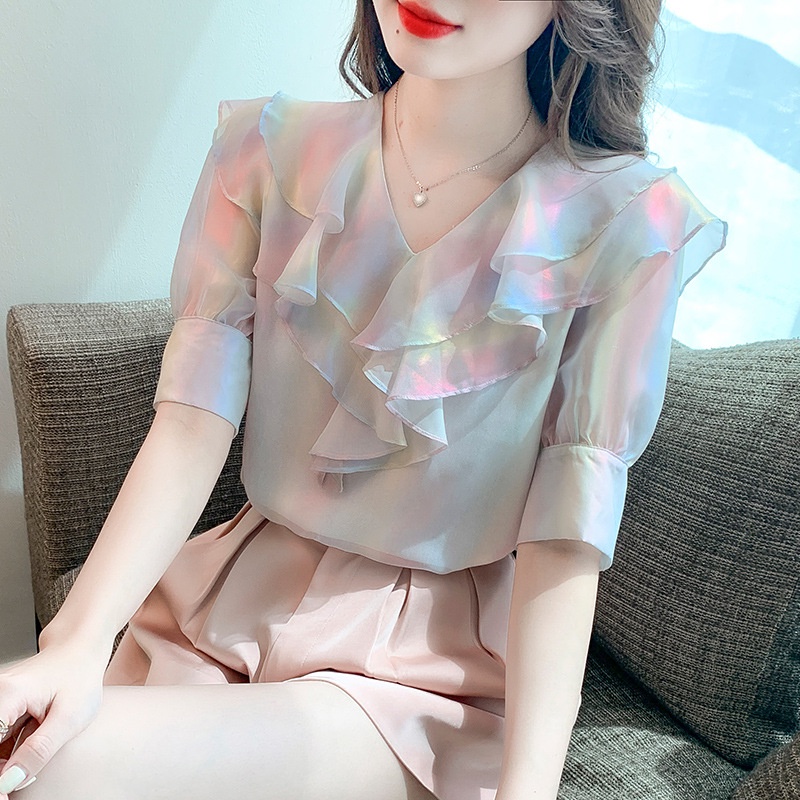 GT9342 Áo chiffon nữ hè tay ngắn hàng nhập