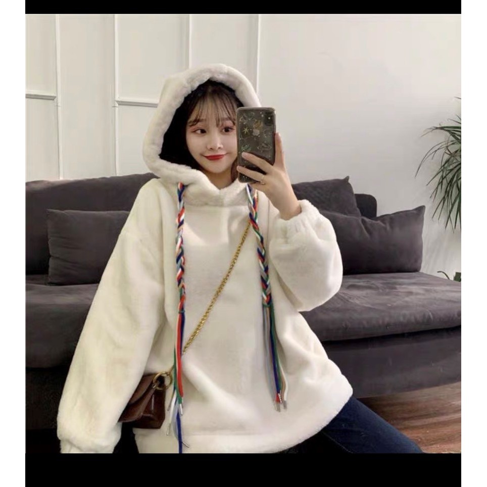 Áo khoác nỉ hoodie nữ trơn unisex form rộng mặc đôi đẹp giá rẻ G64 | BigBuy360 - bigbuy360.vn