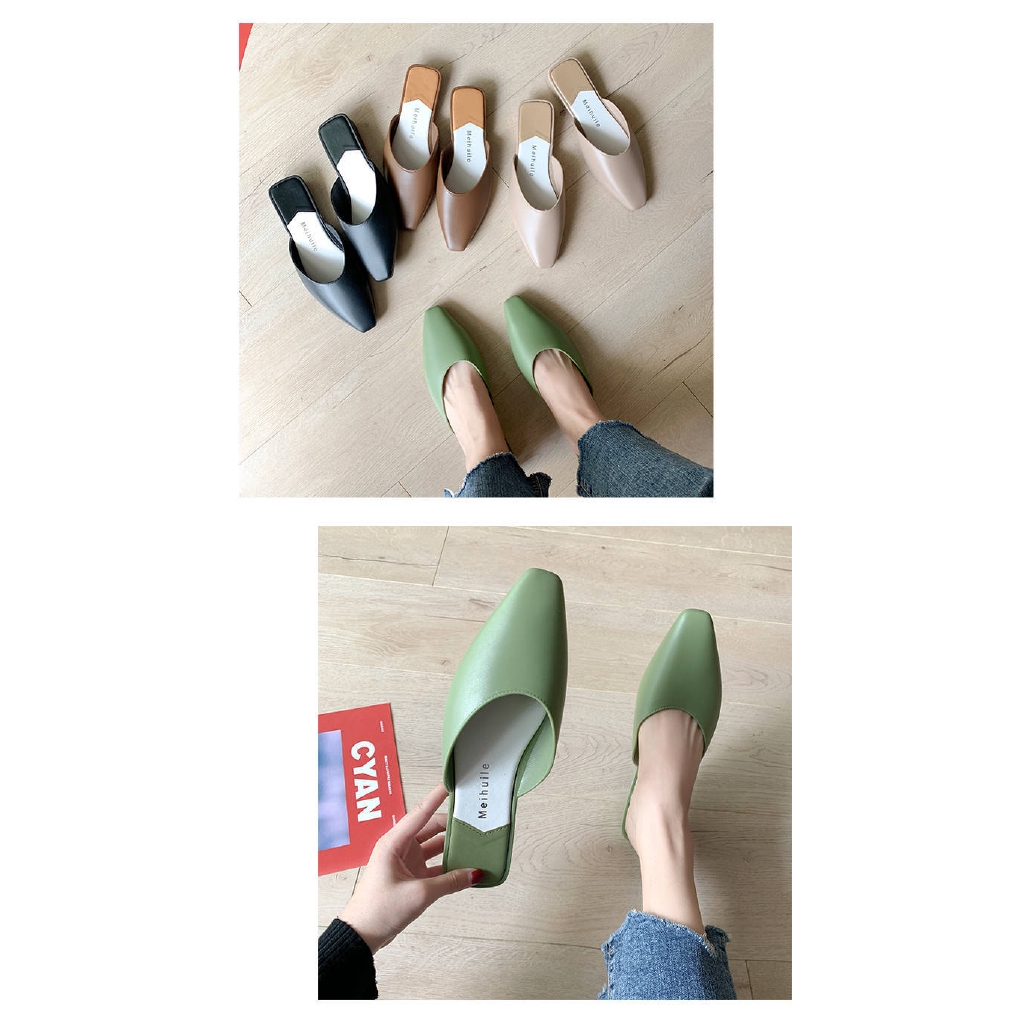 Dép Muller Mũi Nhọn Đế Bằng Thời Trang Mùa Hè 2020 Cho Nữ