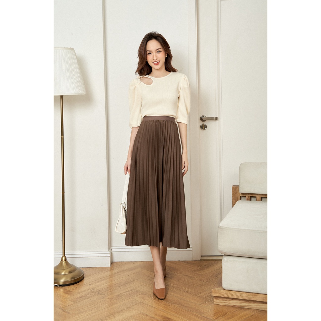 Chân váy midi xếp ly cạp liền TIIN STORE G21060 | BigBuy360 - bigbuy360.vn