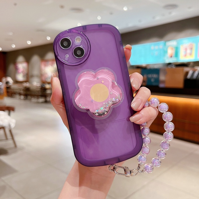 Casing Vivo V23 5G V20 Pro V23E Y36 Y35 Y22S Y22 Y21 2021 Y20 Y20i Y20SG G Y20S Y12S Y12A Y21S Y21T Y33T Y33S Y17 Y12 Y15 U10 Y3S 2020 4G Round Camera Edge Airbag Shockproof Candy Colors Cute Quicksand Flower Stand Clear Soft Phone Case Cover NKS 07