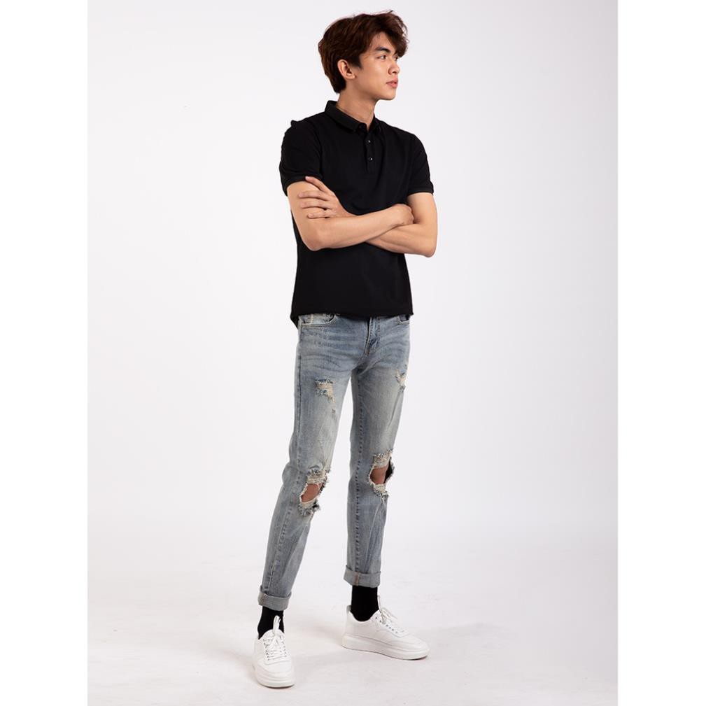Quần Jean Nam 4MEN QJ1674 trơn slimfit vải denim mềm mại, co giãn, màu xanh trẻ trung, năng động, khóa kéo trơn, túi sâu