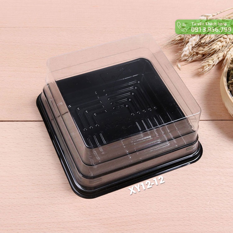 Hộp nhựa đế đen nắp trong 10cm
