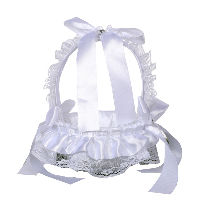 Xiangbao Giỏ Hoa Cưới Vải Satin Trắng Nhỏ Phối Ren Nhiều Kiểu Dáng Cho Bé Gái